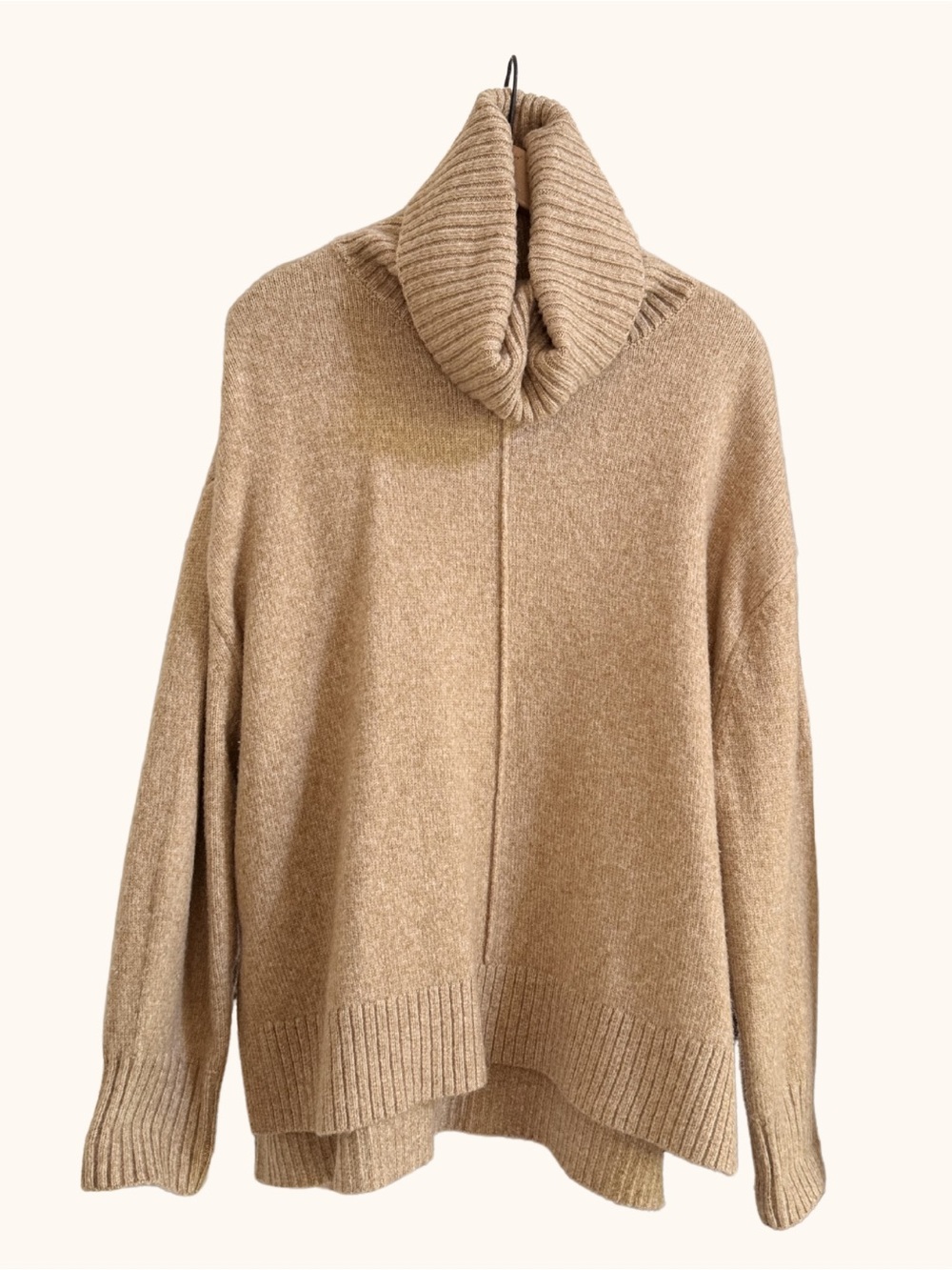 H&M Camel Turtleneck Sweater Oversized Knit Size L